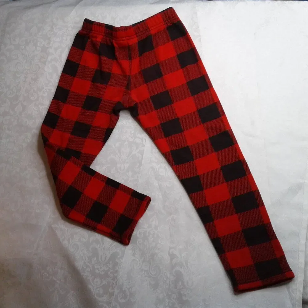 Carter’s KID GIrls Red & Black Buffalo Plaid Capri Fleece Lined Leggings Size 7